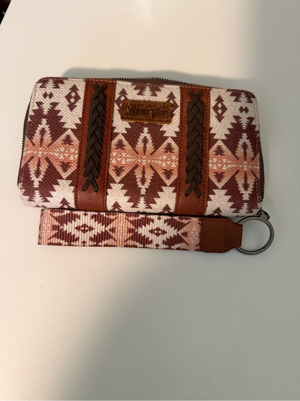 Wrangler Pink and Brown Aztec Wristlet Card Holder